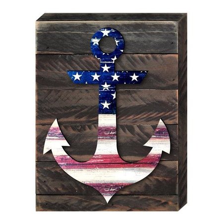 DESIGNOCRACY Designocracy 98913-08 Patriotic Anchor Home of the Brave Quote Americana Art on Board Wall Decor 98913-08